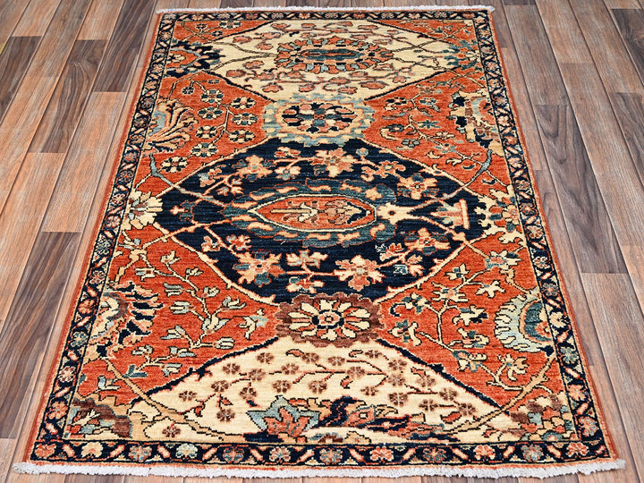 3'2" x 4'7" New Hand Knotted Orange Wool Rectangle Oriental Rug - MOA1022415