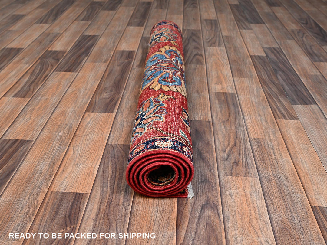 3'2" x 4'9" New Hand Knotted Red Wool Rectangle Oriental Rug - MOA1022417