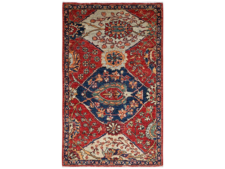 3'0" x 4'11" New Hand Knotted Red Wool Rectangle Oriental Rug - MOA1022418
