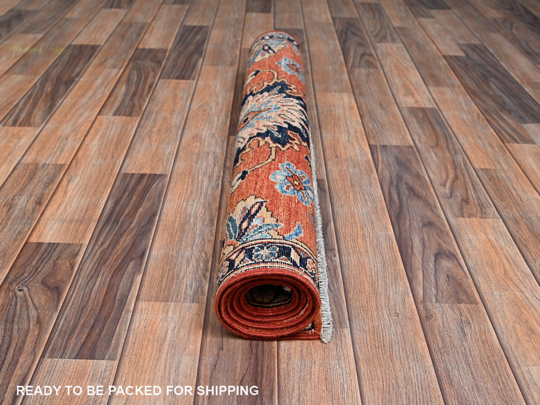 3'1" x 4'7" New Hand Knotted Orange Wool Rectangle Oriental Rug - MOA1022419