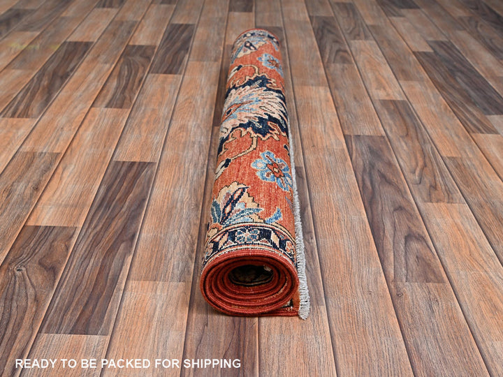 3'1" x 4'7" New Hand Knotted Orange Wool Rectangle Oriental Rug - MOA1022419
