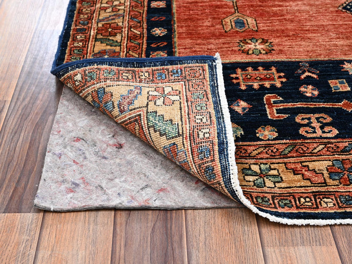 4'2" x 6'0" New Hand Knotted Orange Wool Rectangle Oriental Rug - MOA1022421