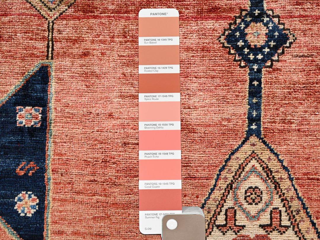 4'2" x 6'0" New Hand Knotted Orange Wool Rectangle Oriental Rug - MOA1022421