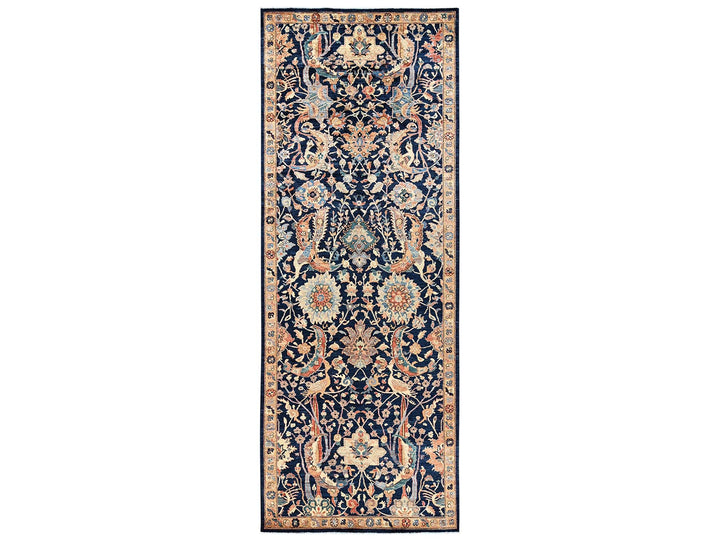 5'1" x 14'0" New Hand Knotted Blue Wool Runner Oriental Rug - MOA1022422