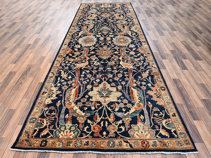 5'1" x 14'0" New Hand Knotted Blue Wool Runner Oriental Rug - MOA1022422