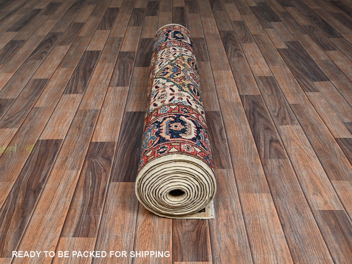 4'0" x 16'1" New Hand Knotted Ivory Wool Runner Oriental Rug - MOA1022423
