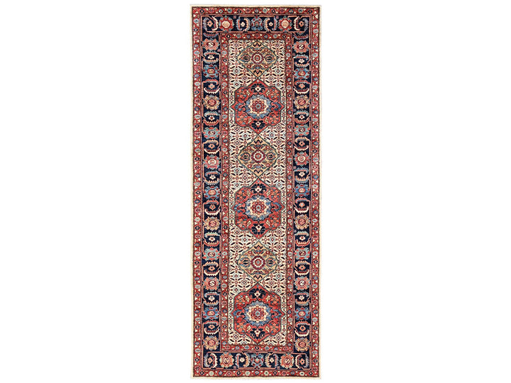 4'1" x 11'10" New Hand Knotted Ivory Wool Runner Oriental Rug - MOA1022424