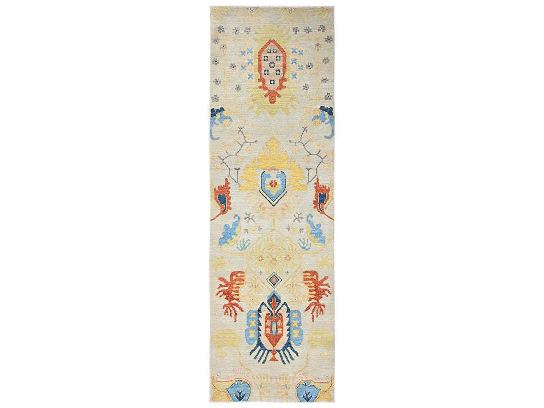 3'0" x 9'9" New Hand Knotted Green Wool Runner Oriental Rug - MOA1022426