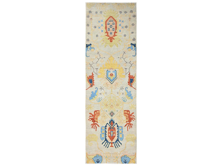 3'0" x 9'9" New Hand Knotted Green Wool Runner Oriental Rug - MOA1022426