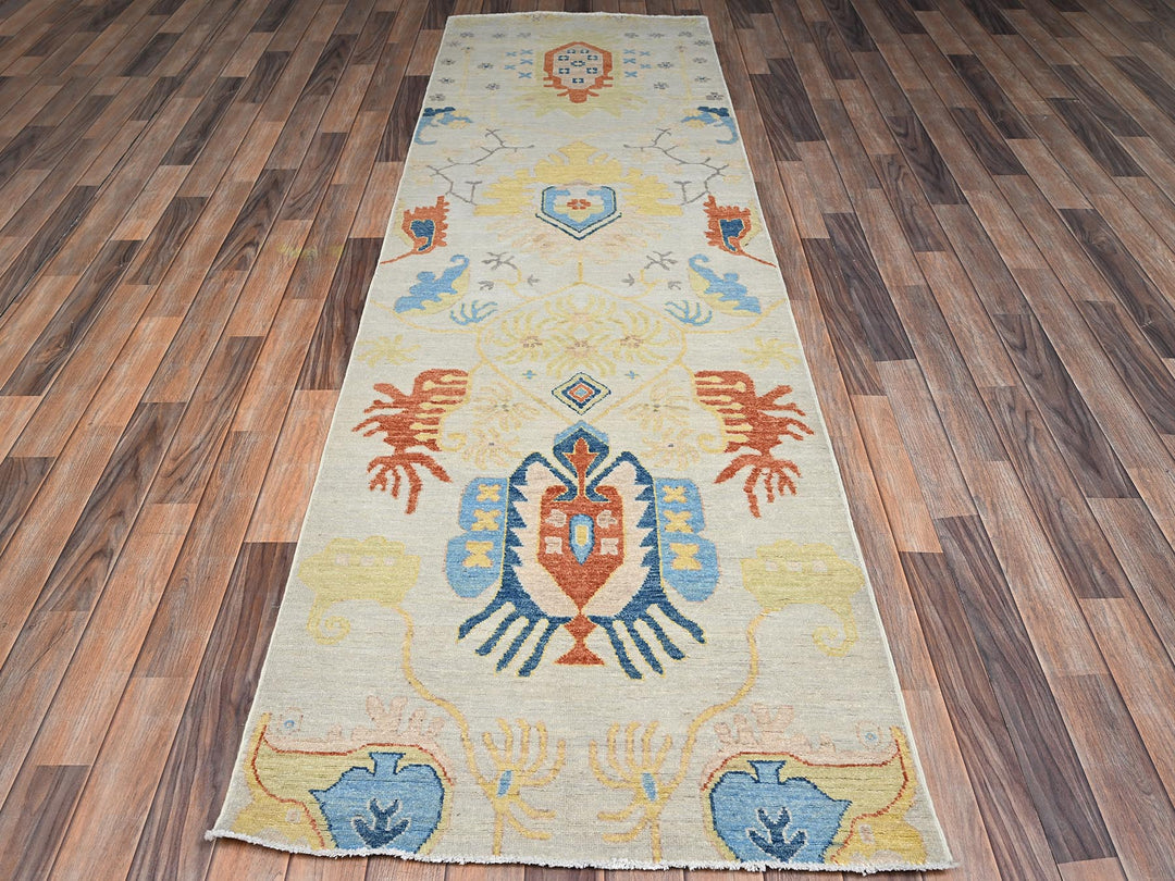 3'0" x 9'9" New Hand Knotted Green Wool Runner Oriental Rug - MOA1022426