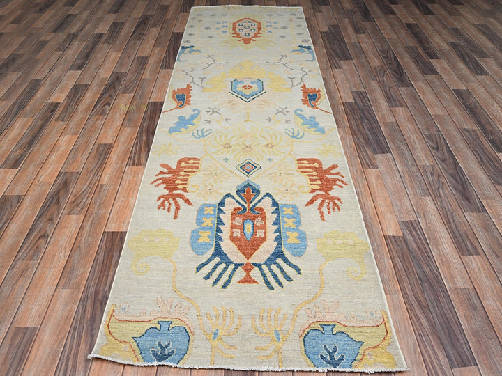 3'0" x 9'9" New Hand Knotted Green Wool Runner Oriental Rug - MOA1022426