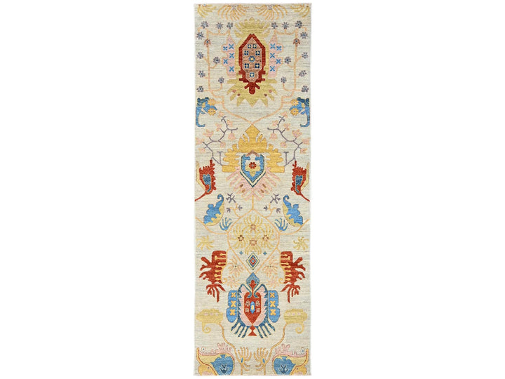 2'11" x 9'9" New Hand Knotted Green Wool Runner Oriental Rug - MOA1022427