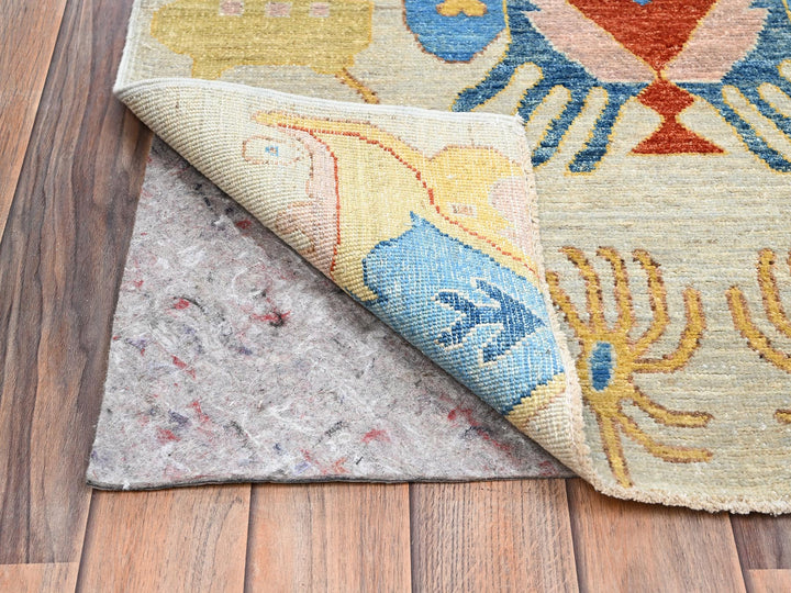 2'11" x 9'9" New Hand Knotted Green Wool Runner Oriental Rug - MOA1022427