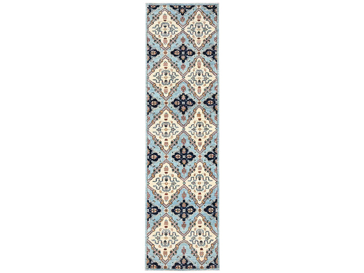 2'7" x 9'8" New Hand Knotted Blue Wool Runner Oriental Rug - MOA1022429
