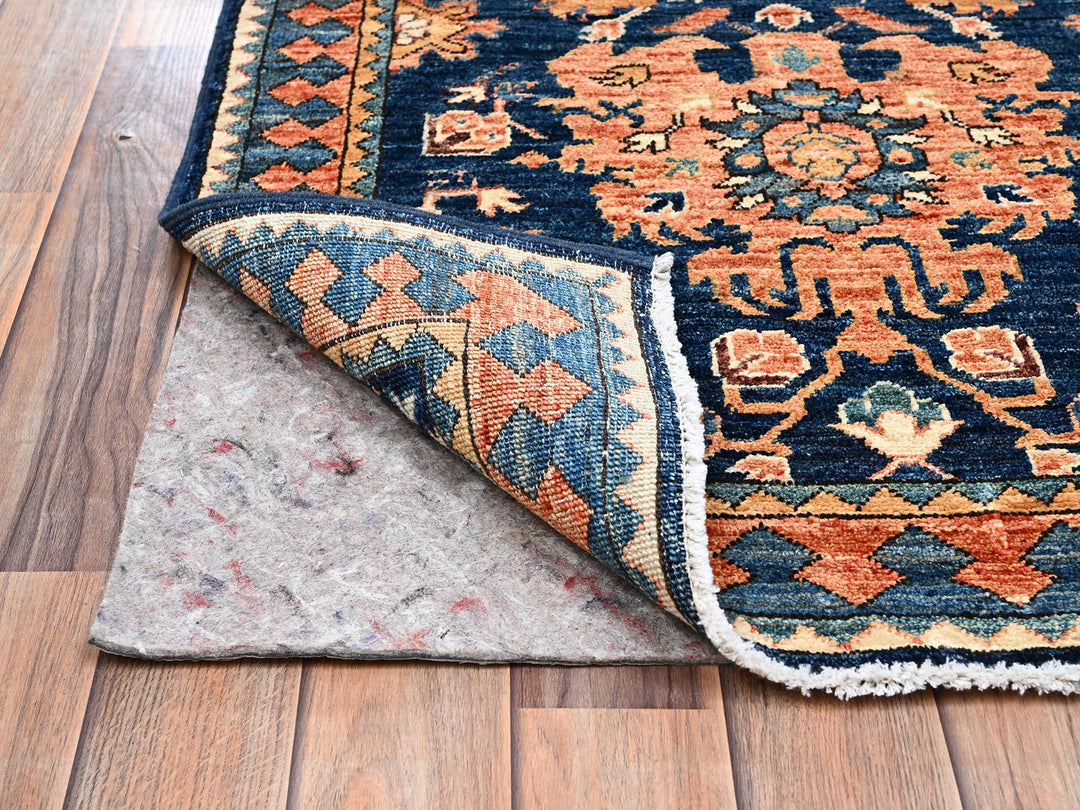 2'8" x 8'1" New Hand Knotted Blue Wool Runner Oriental Rug - MOA1022431