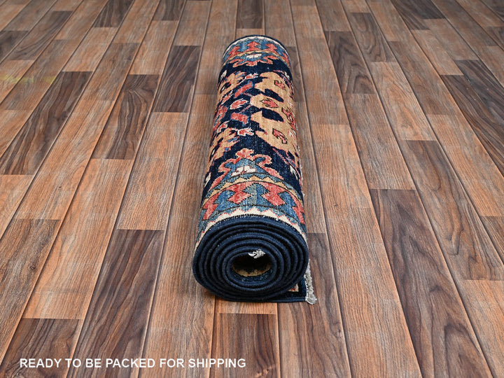 2'8" x 8'1" New Hand Knotted Blue Wool Runner Oriental Rug - MOA1022431