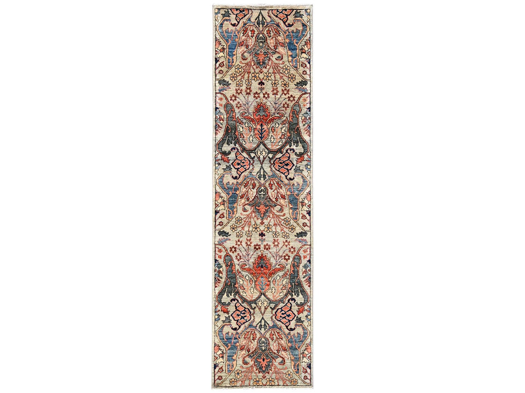 2'6" x 9'9" New Hand Knotted Green Wool Runner Oriental Rug - MOA1022432
