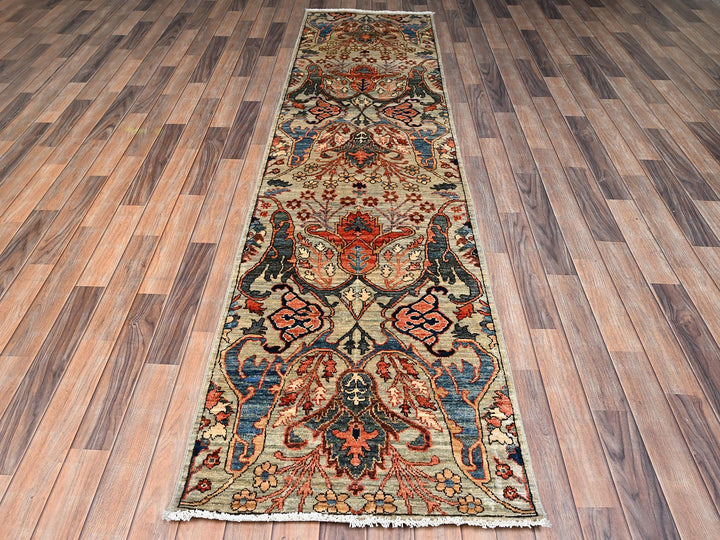 2'6" x 9'9" New Hand Knotted Green Wool Runner Oriental Rug - MOA1022432