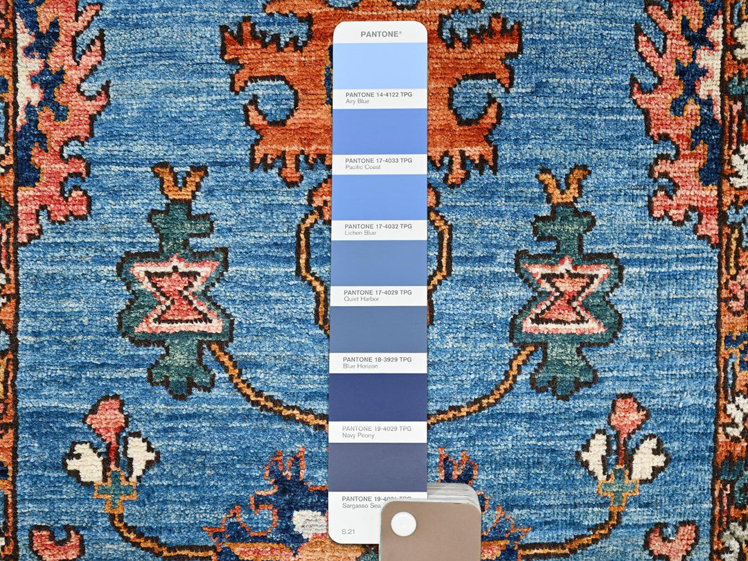 2'11" x 13'9" New Hand Knotted Blue Wool Runner Oriental Rug - MOA1022433