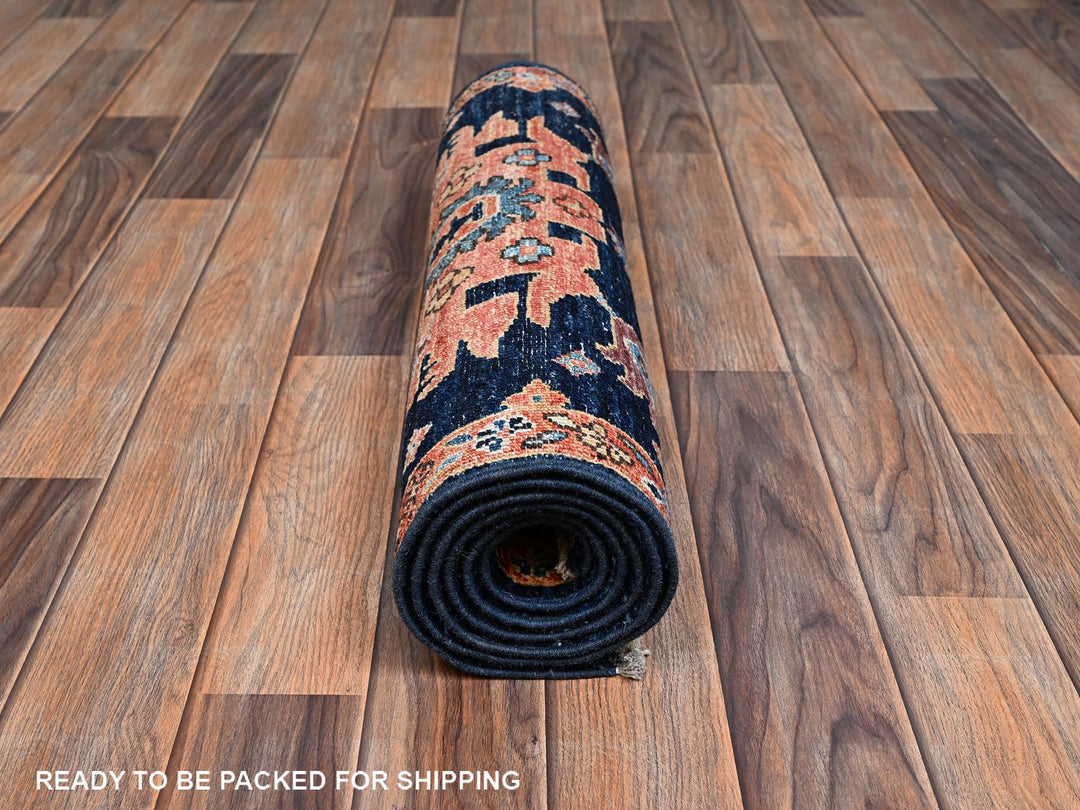 2'2" x 6'1" New Hand Knotted Blue Wool Runner Oriental Rug - MOA1022434