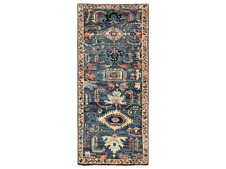 2'6" x 5'8" New Hand Knotted Blue Wool Runner Oriental Rug - MOA1022435