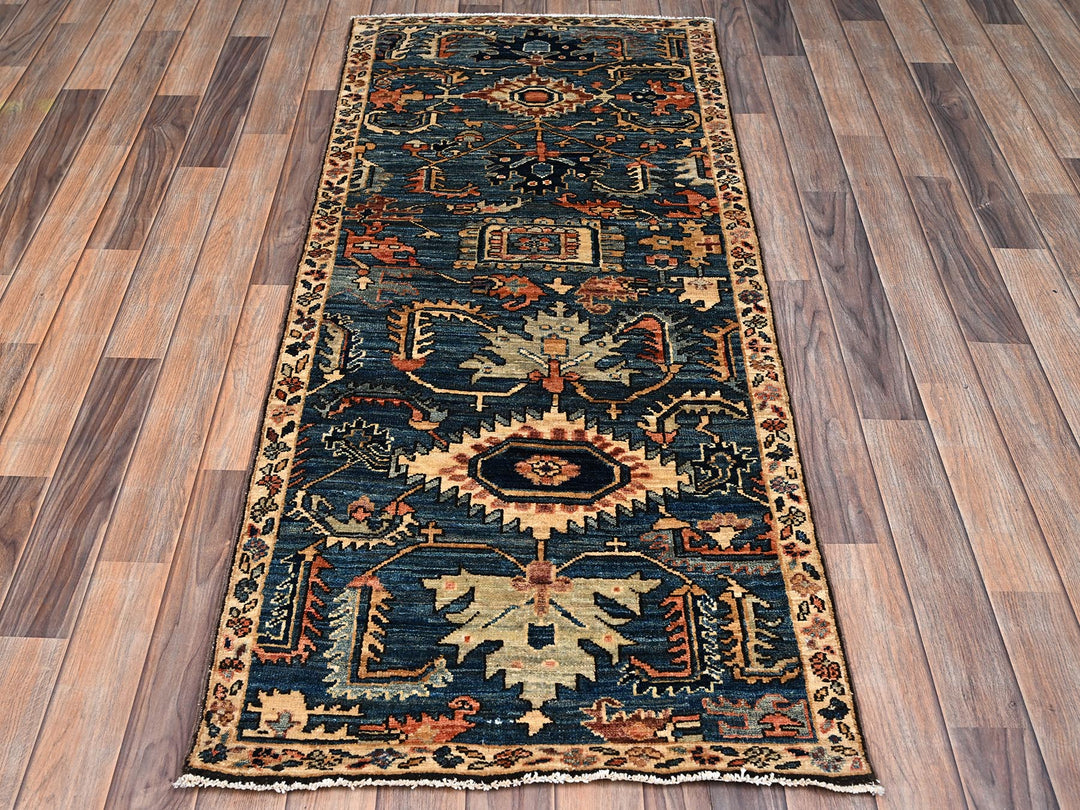 2'6" x 5'8" New Hand Knotted Blue Wool Runner Oriental Rug - MOA1022435