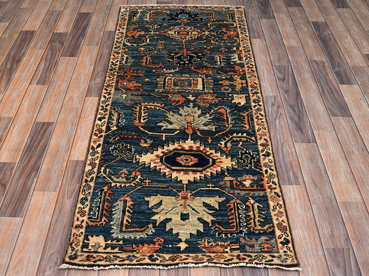 2'6" x 5'8" New Hand Knotted Blue Wool Runner Oriental Rug - MOA1022435