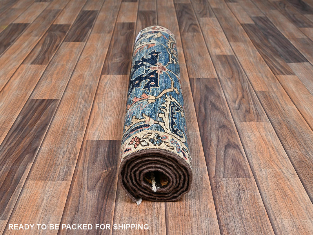 2'6" x 5'8" New Hand Knotted Blue Wool Runner Oriental Rug - MOA1022435