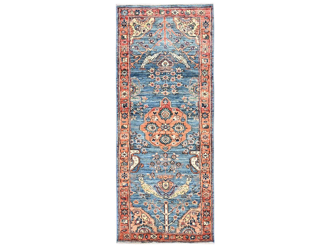 2'4" x 5'8" New Hand Knotted Blue Wool Runner Oriental Rug - MOA1022436