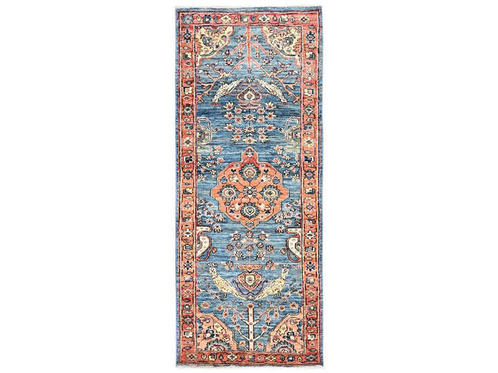 2'4" x 5'8" New Hand Knotted Blue Wool Runner Oriental Rug - MOA1022436