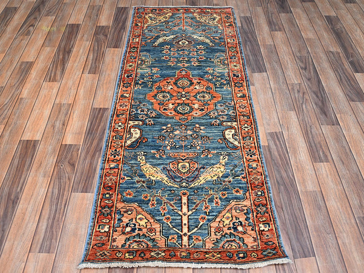 2'4" x 5'8" New Hand Knotted Blue Wool Runner Oriental Rug - MOA1022436