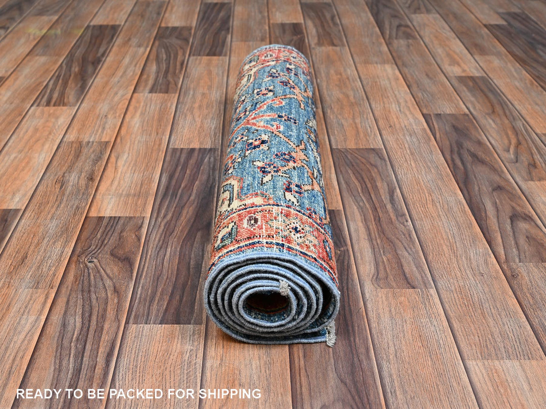 2'4" x 5'8" New Hand Knotted Blue Wool Runner Oriental Rug - MOA1022436