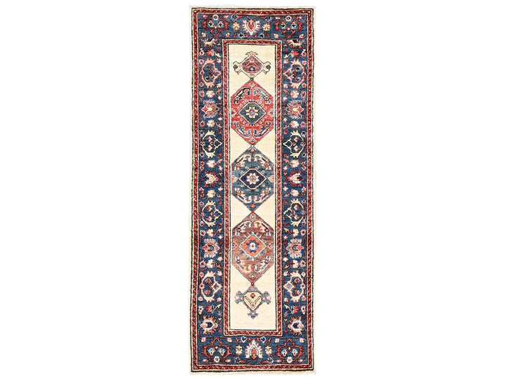 2'1" x 6'5" New Hand Knotted Ivory Wool Runner Oriental Rug - MOA1022437