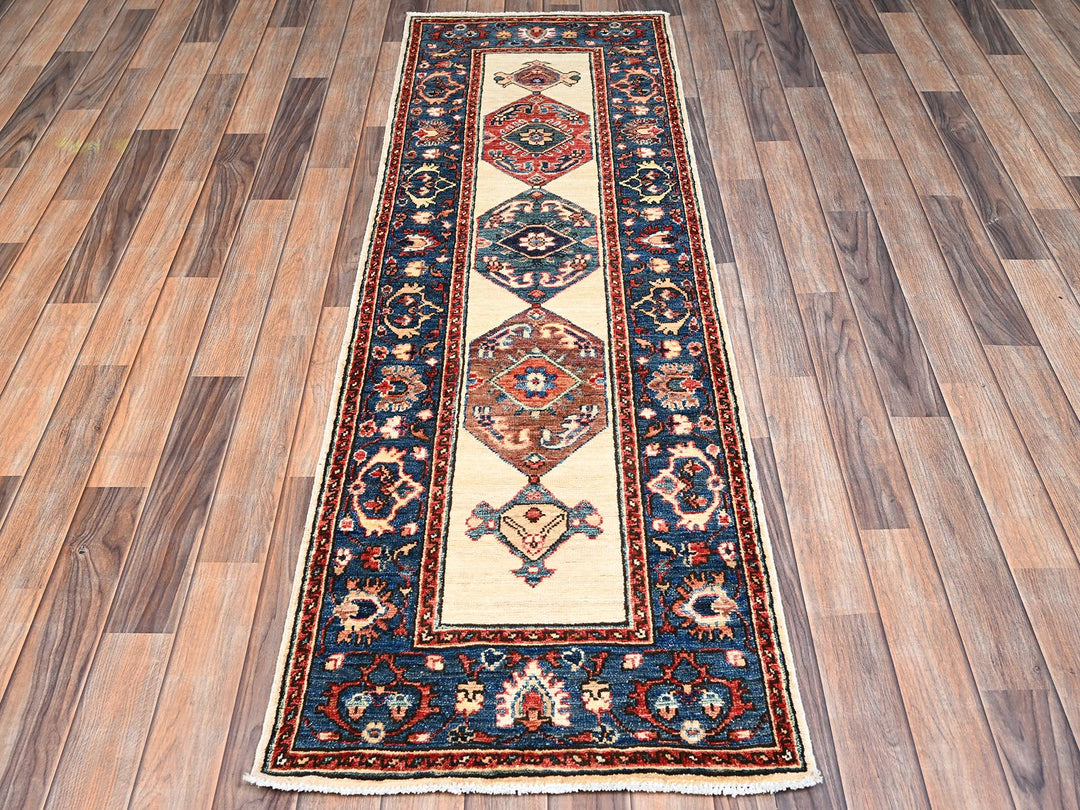 2'1" x 6'5" New Hand Knotted Ivory Wool Runner Oriental Rug - MOA1022437