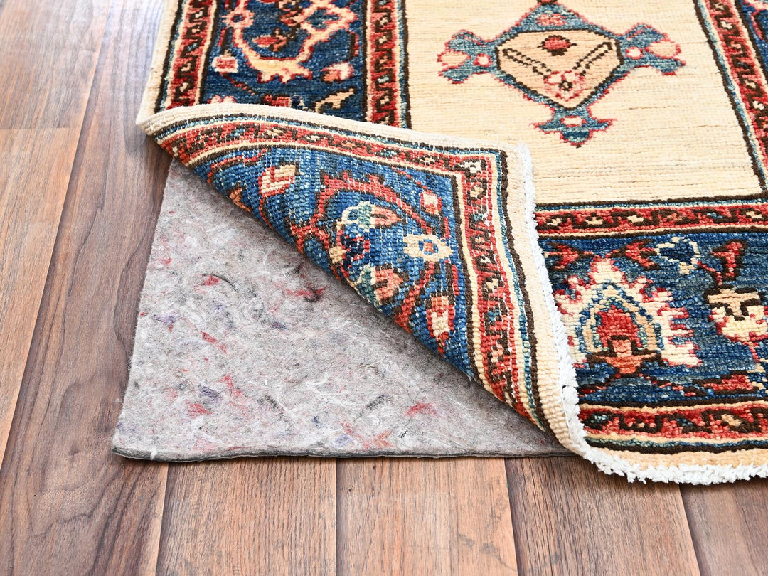 2'1" x 6'5" New Hand Knotted Ivory Wool Runner Oriental Rug - MOA1022437