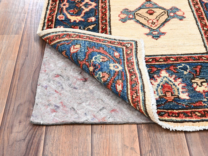 2'1" x 6'5" New Hand Knotted Ivory Wool Runner Oriental Rug - MOA1022437