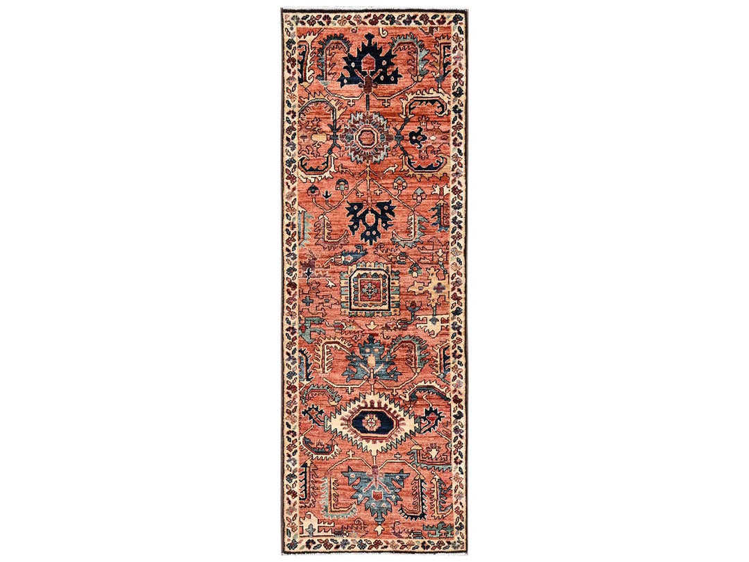 2'2" x 6'3" New Hand Knotted Orange Wool Runner Oriental Rug - MOA1022438