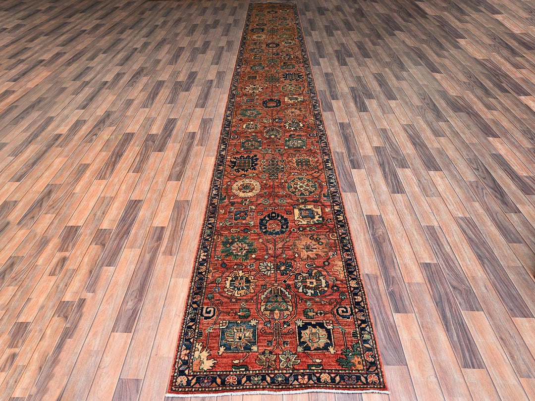 2'9" x 19'4" New Hand Knotted Orange Wool Runner Oriental Rug - MOA1022439
