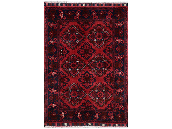 3'4" x 4'9" New Hand Knotted Red Wool Rectangle Oriental Rug - MOA1022442