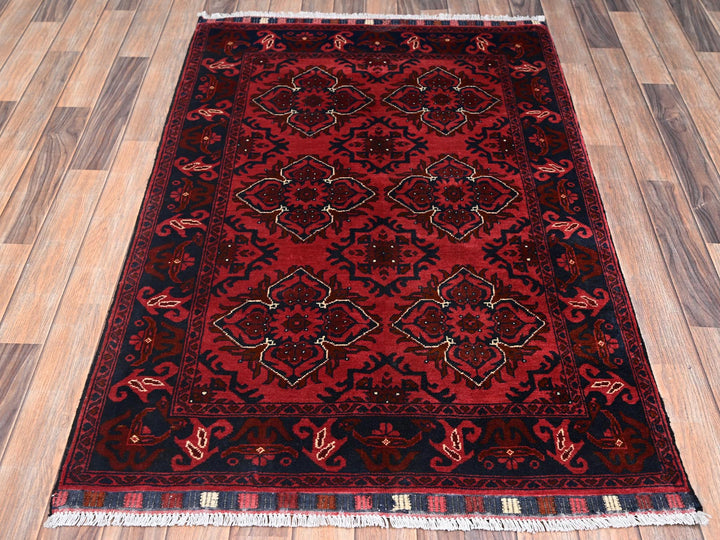3'4" x 4'9" New Hand Knotted Red Wool Rectangle Oriental Rug - MOA1022442