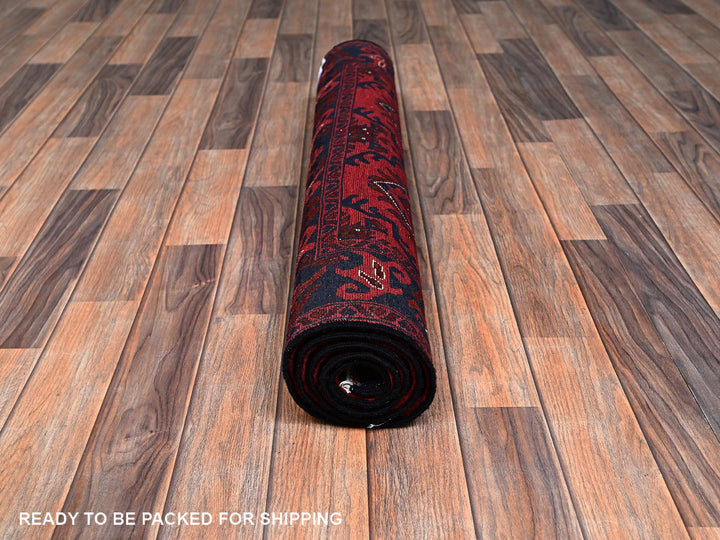 3'4" x 4'9" New Hand Knotted Red Wool Rectangle Oriental Rug - MOA1022442