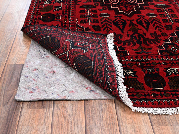 3'5" x 5'5" New Hand Knotted Red Wool Rectangle Oriental Rug - MOA1022443