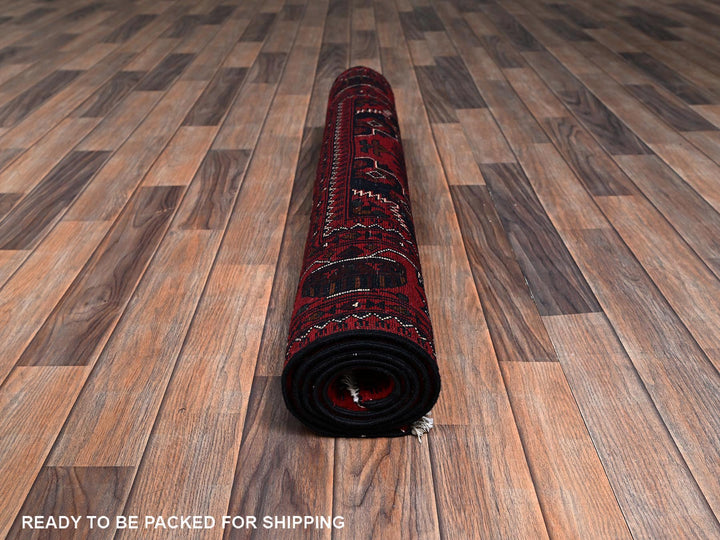 3'5" x 5'5" New Hand Knotted Red Wool Rectangle Oriental Rug - MOA1022443