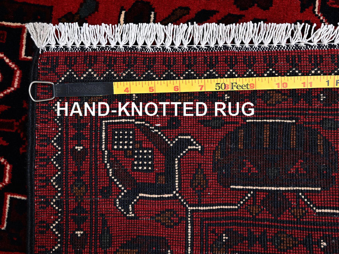 3'5" x 5'5" New Hand Knotted Red Wool Rectangle Oriental Rug - MOA1022443