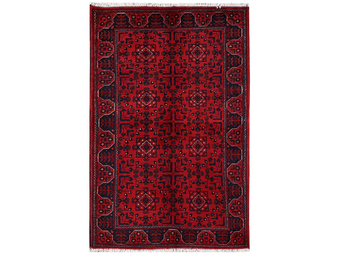 3'1" x 4'9" New Hand Knotted Red Wool Rectangle Oriental Rug - MOA1022444