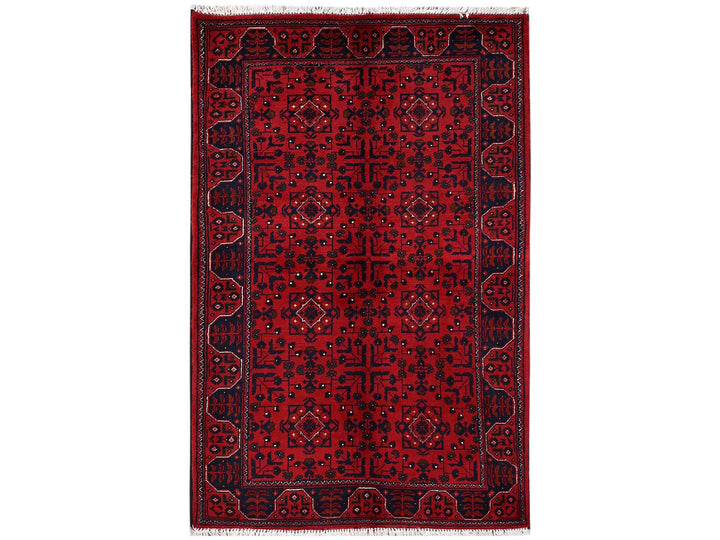 3'1" x 4'9" New Hand Knotted Red Wool Rectangle Oriental Rug - MOA1022444