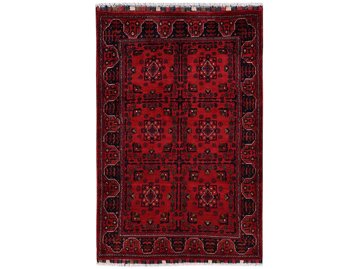 3'5" x 5'3" New Hand Knotted Red Wool Rectangle Oriental Rug - MOA1022445
