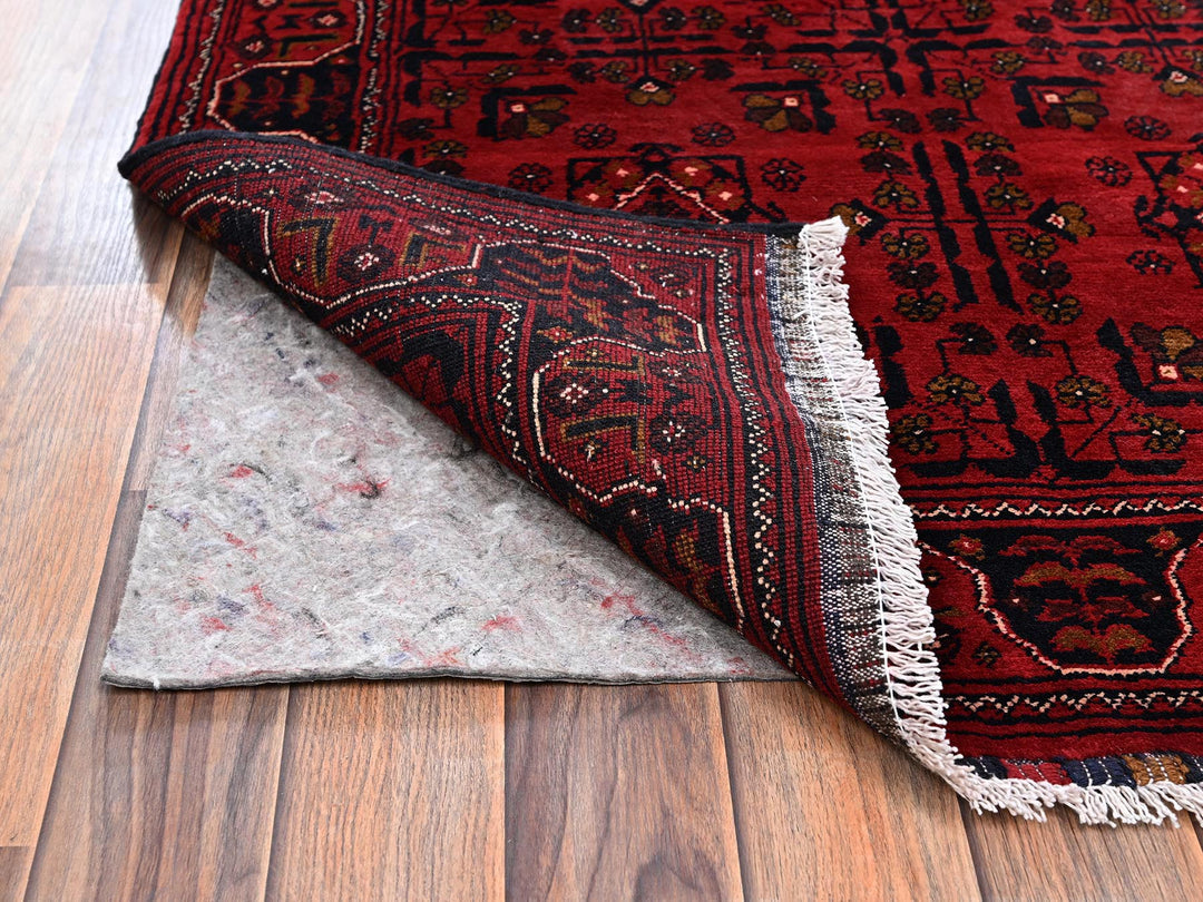 3'5" x 5'3" New Hand Knotted Red Wool Rectangle Oriental Rug - MOA1022445