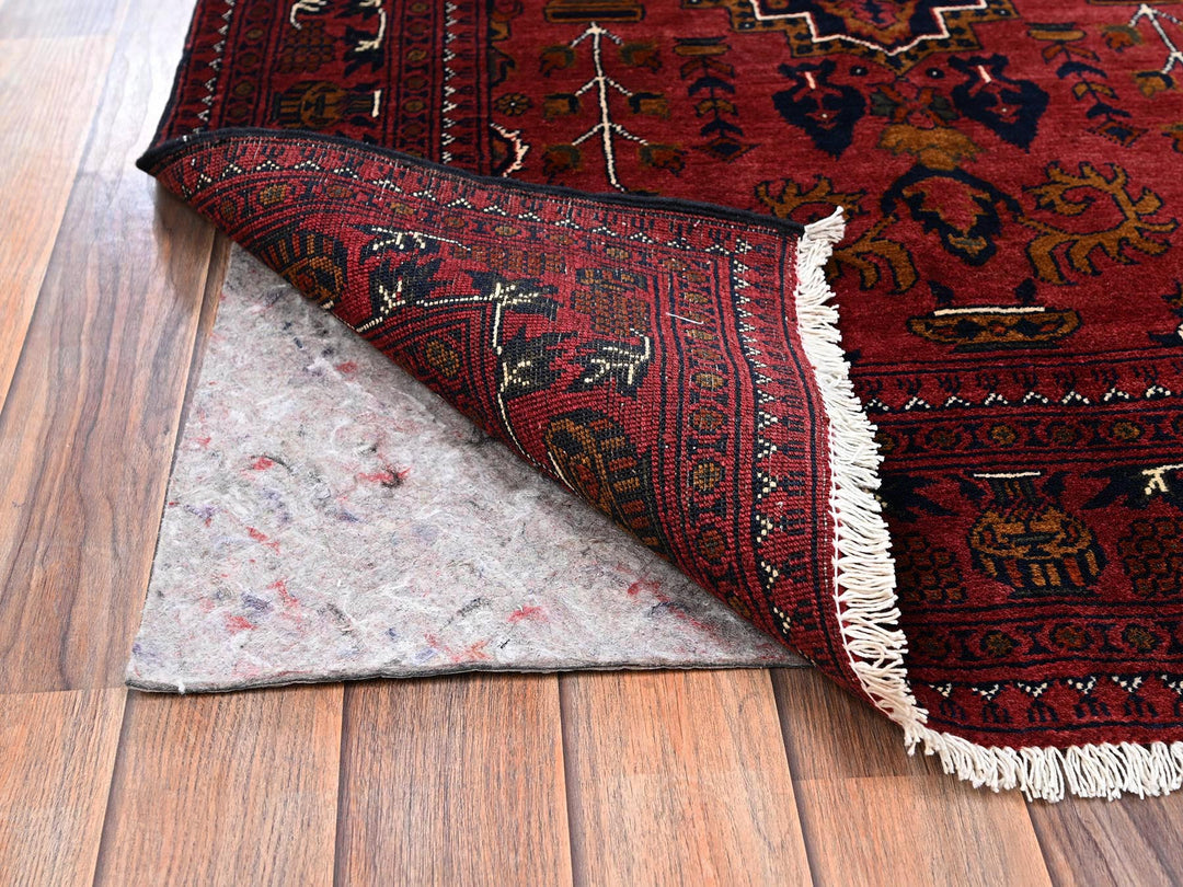 3'4" x 5'1" New Hand Knotted Red Wool Rectangle Oriental Rug - MOA1022446