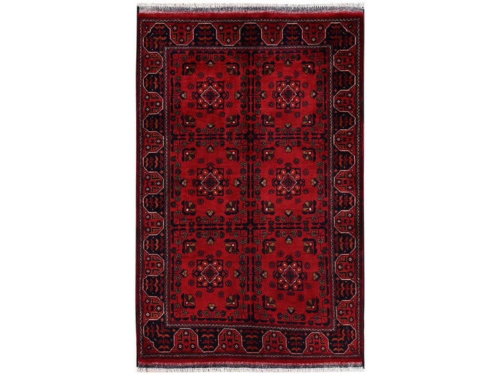 3'4" x 5'0" New Hand Knotted Red Wool Rectangle Oriental Rug - MOA1022447